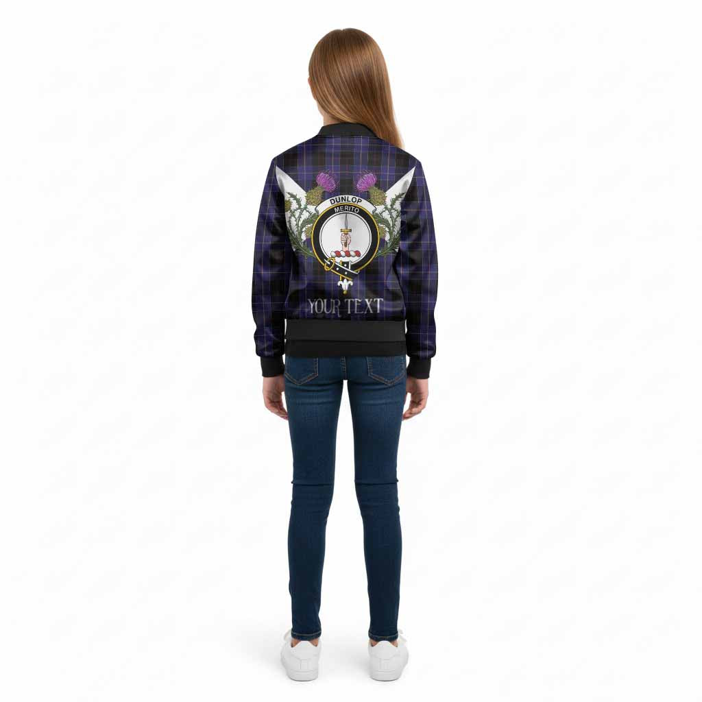 Dunlop Tartan Family Crest Kid Bomber Jacket Scottish Burns Night Thistle Floral