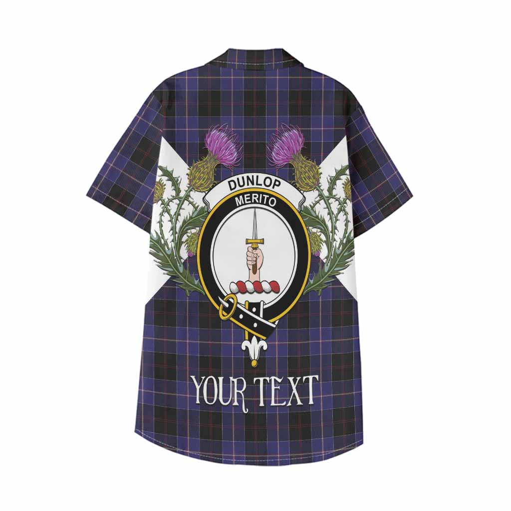 Dunlop Tartan Family Crest Kid Hawaiian Shirt Scottish Burns Night Thistle Floral
