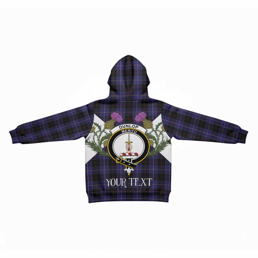 Dunlop Tartan Family Crest Kid Hoodie Scottish Burns Night Thistle Floral