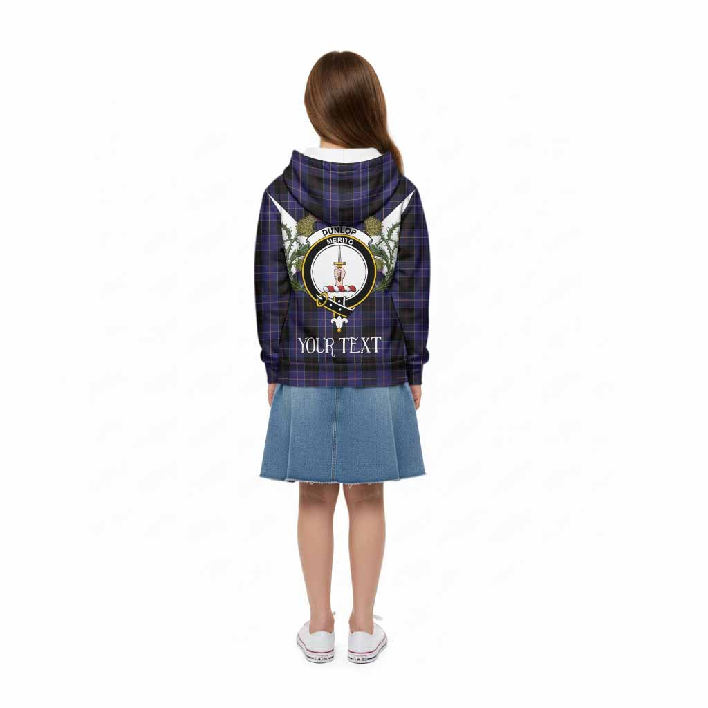 Dunlop Tartan Family Crest Kid Hoodie Scottish Burns Night Thistle Floral