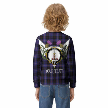 Dunlop Tartan Family Crest Kid Knitted Sweatshirt Scottish Burns Night Thistle Floral
