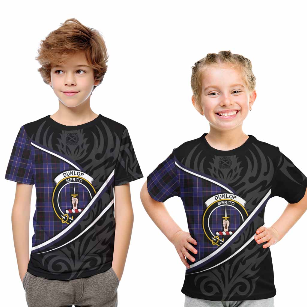 Dunlop Tartan Family Crest Kid T-shirt Celtic Scottish Thistle Floral - Tartan Vibes Clothing