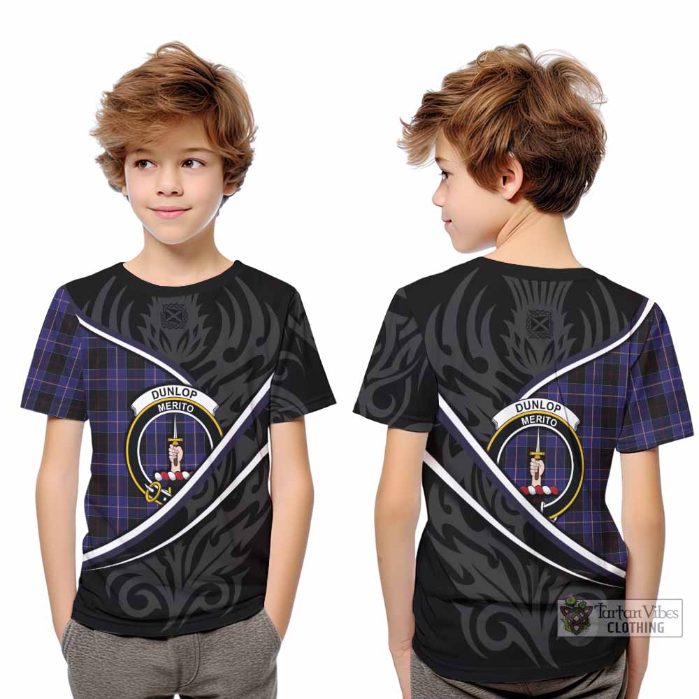 Dunlop Tartan Family Crest Kid T-shirt Celtic Scottish Thistle Floral - Tartan Vibes Clothing