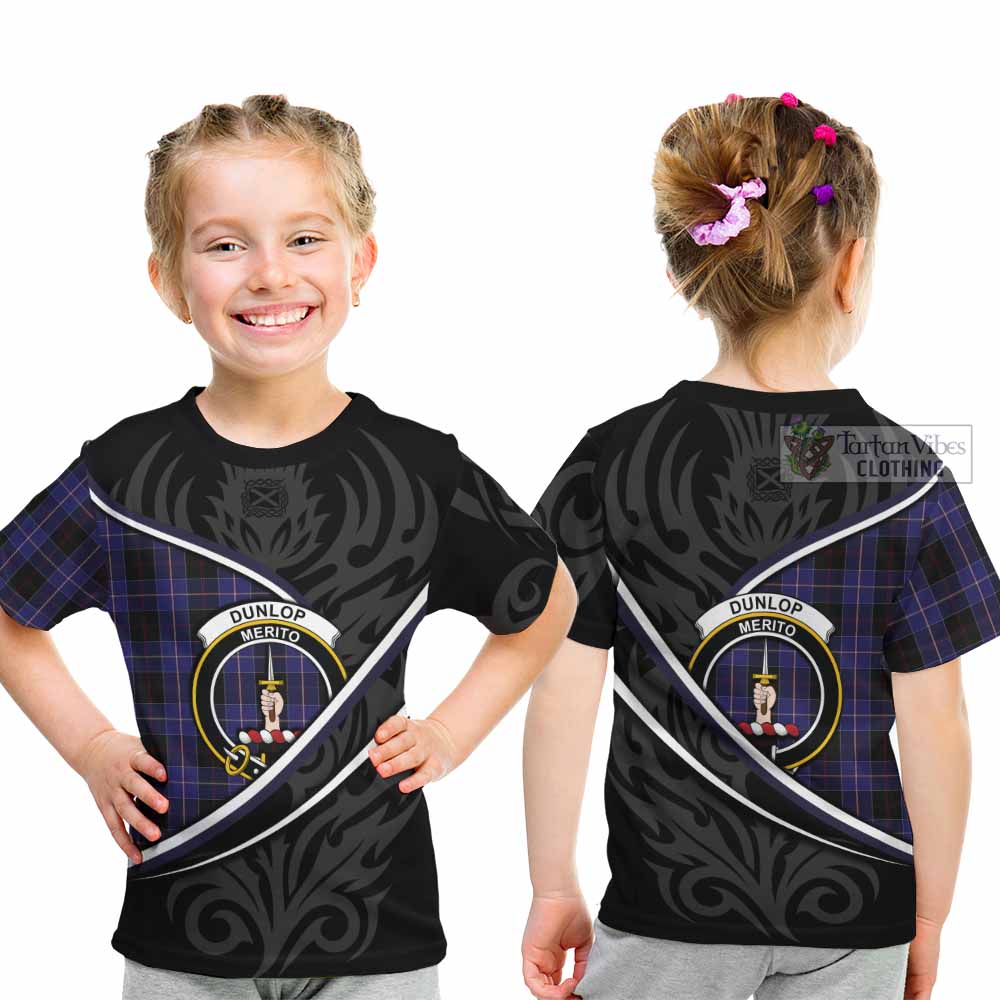 Dunlop Tartan Family Crest Kid T-shirt Celtic Scottish Thistle Floral - Tartan Vibes Clothing