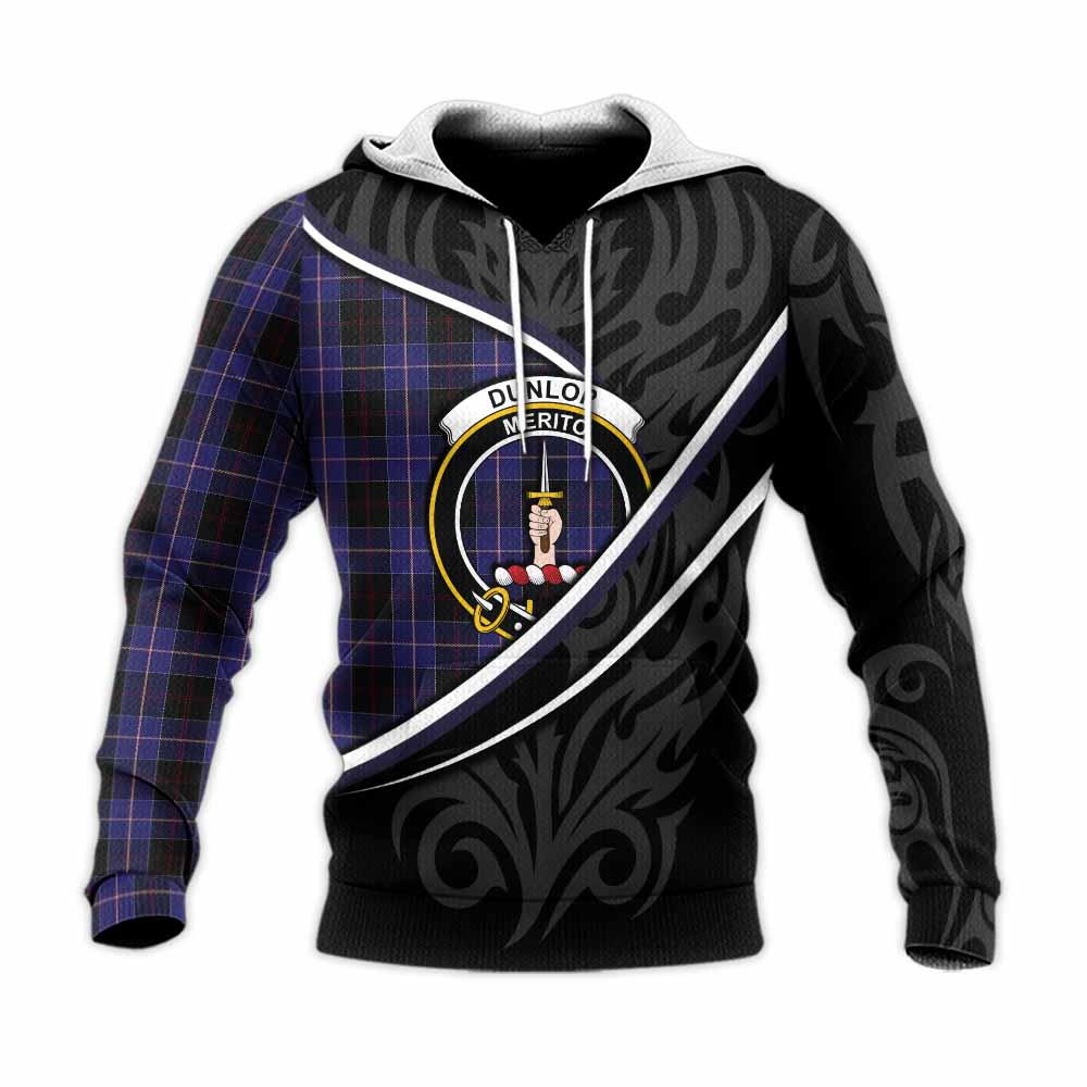 Dunlop Tartan Family Crest Knitted Hoodie Celtic Scottish Thistle Floral - Tartan Vibes Clothing