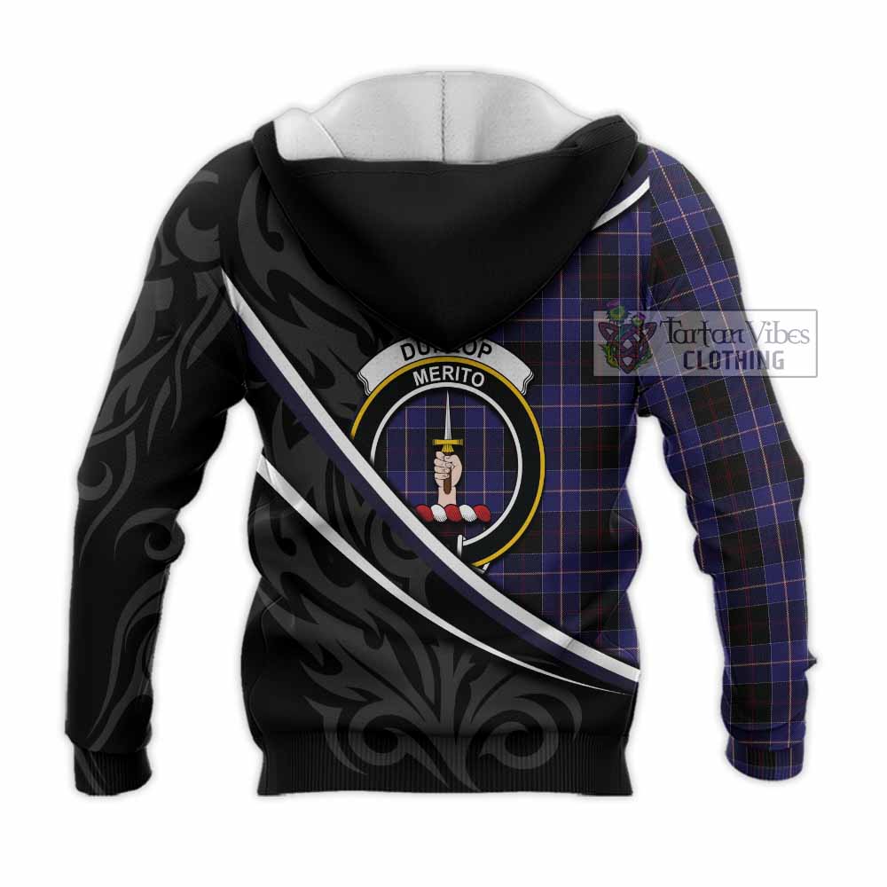 Dunlop Tartan Family Crest Knitted Hoodie Celtic Scottish Thistle Floral - Tartan Vibes Clothing