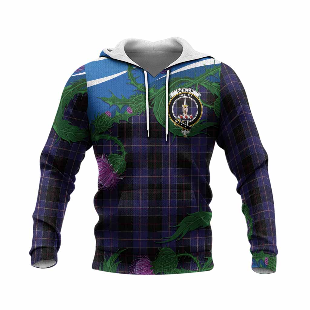 Dunlop Tartan Family Crest Knitted Hoodie Thistle in Minimalism