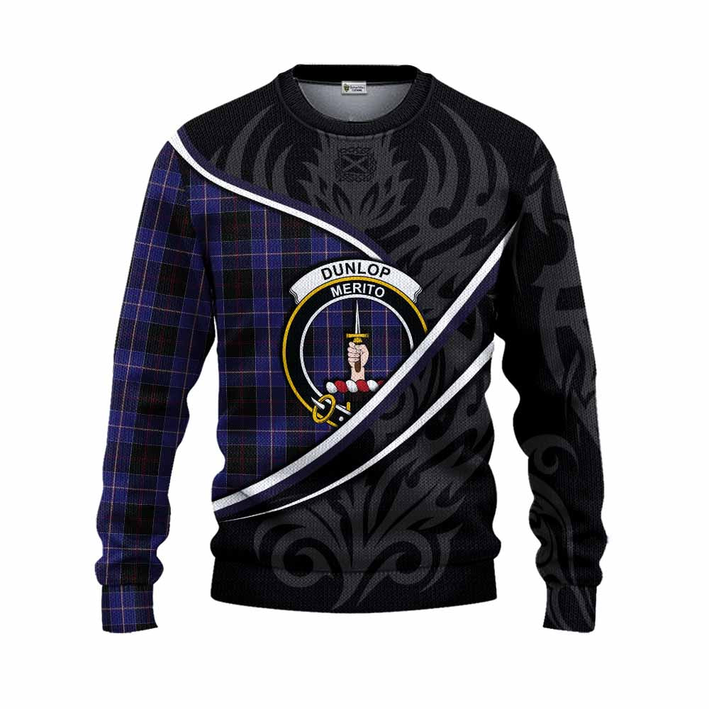 Dunlop Tartan Family Crest Knitted Sweater Celtic Scottish Thistle Floral - Tartan Vibes Clothing