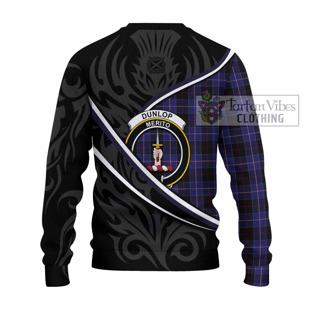 Dunlop Tartan Family Crest Knitted Sweater Celtic Scottish Thistle Floral - Tartan Vibes Clothing