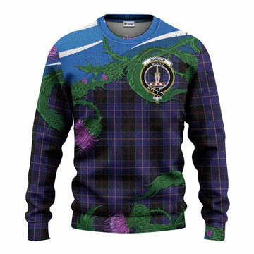 Dunlop Tartan Family Crest Knitted Sweater Thistle in Minimalism