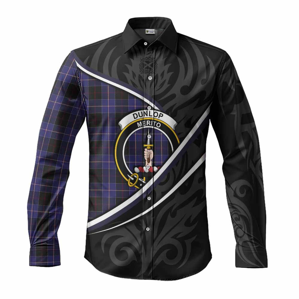 Dunlop Tartan Family Crest Long Sleeve Button Shirts Celtic Scottish Thistle Floral - Tartan Vibes Clothing
