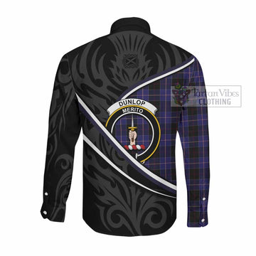 Dunlop Tartan Family Crest Long Sleeve Button Shirts Celtic Scottish Thistle Floral