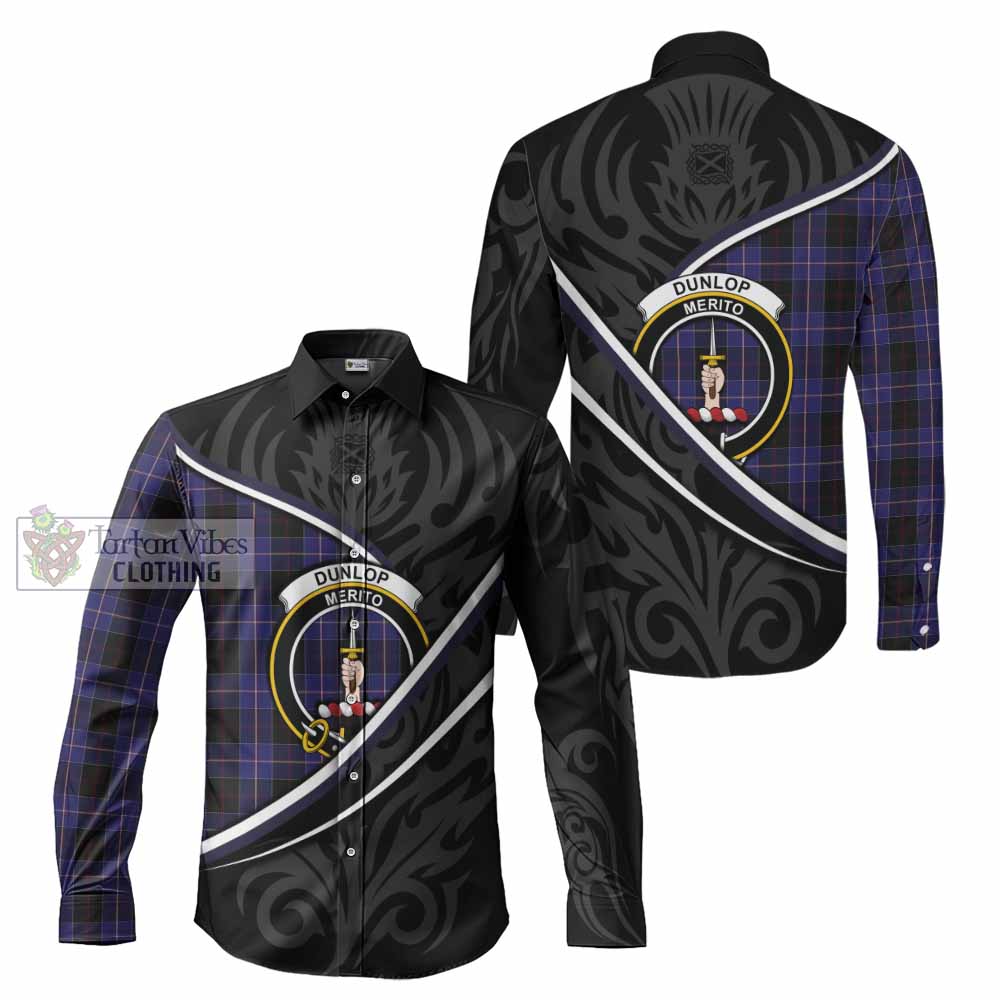 Dunlop Tartan Family Crest Long Sleeve Button Shirts Celtic Scottish Thistle Floral - Tartan Vibes Clothing