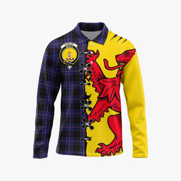 Dunlop Tartan Family Crest Long Sleeve Polo Shirt Lion Rampant Honor