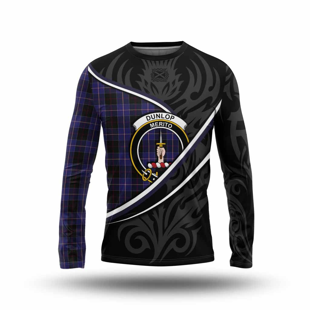Dunlop Tartan Family Crest Long Sleeve T-Shirt Celtic Scottish Thistle Floral - Tartan Vibes Clothing
