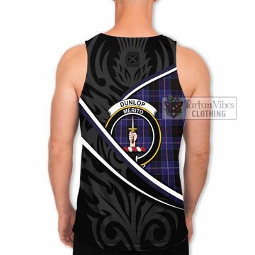 Dunlop Tartan Family Crest Men Tank Top Celtic Scottish Thistle Floral
