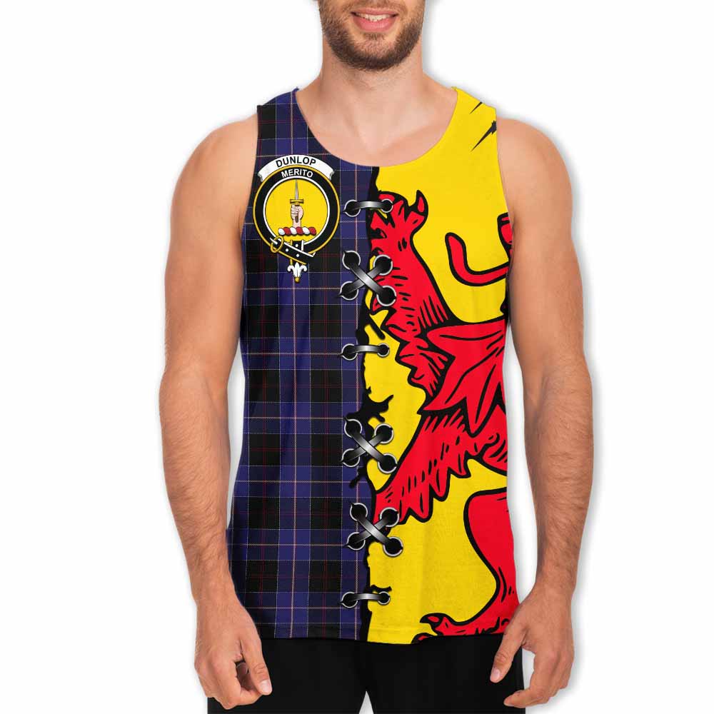 Dunlop Tartan Family Crest Men Tank Top Lion Rampant Honor - Tartan Vibes Clothing