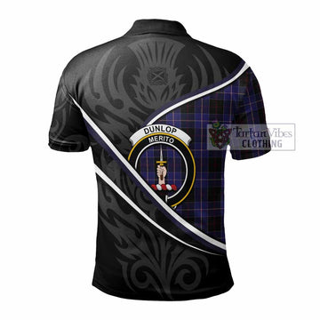 Dunlop Tartan Family Crest Polo Shirt Celtic Scottish Thistle Floral