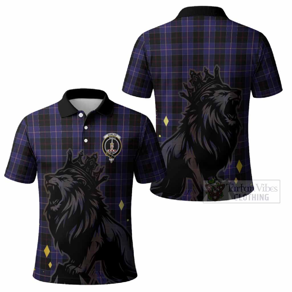 Dunlop Tartan Family Crest Polo Shirt Crowned Lion Roaring