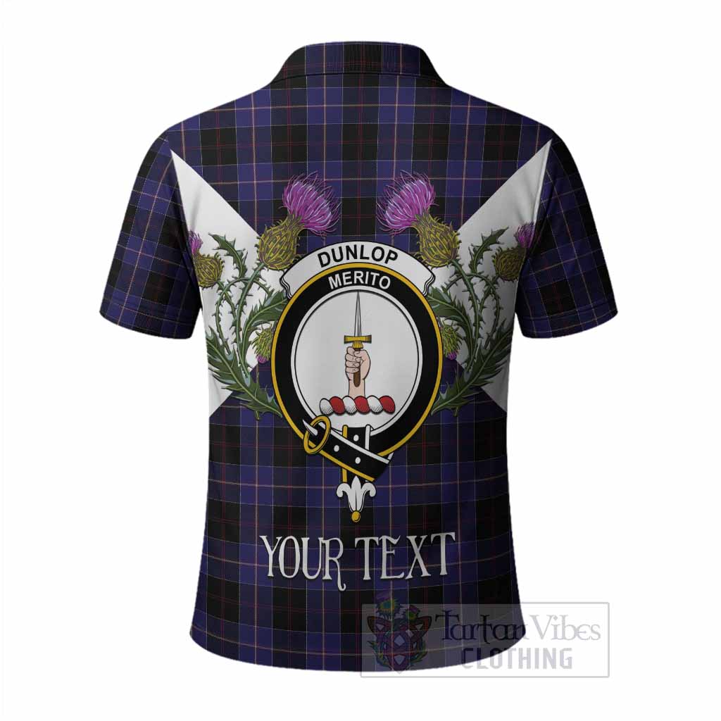 Dunlop Tartan Family Crest Polo Shirt Scottish Burns Night Thistle Floral