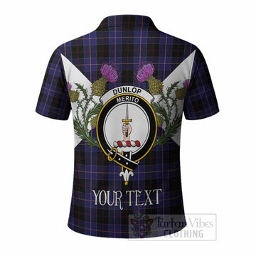 Dunlop Tartan Family Crest Polo Shirt Scottish Burns Night Thistle Floral
