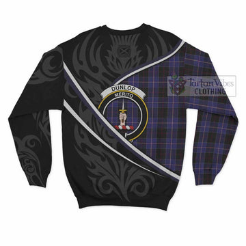 Dunlop Tartan Family Crest Sweatshirt Celtic Scottish Thistle Floral