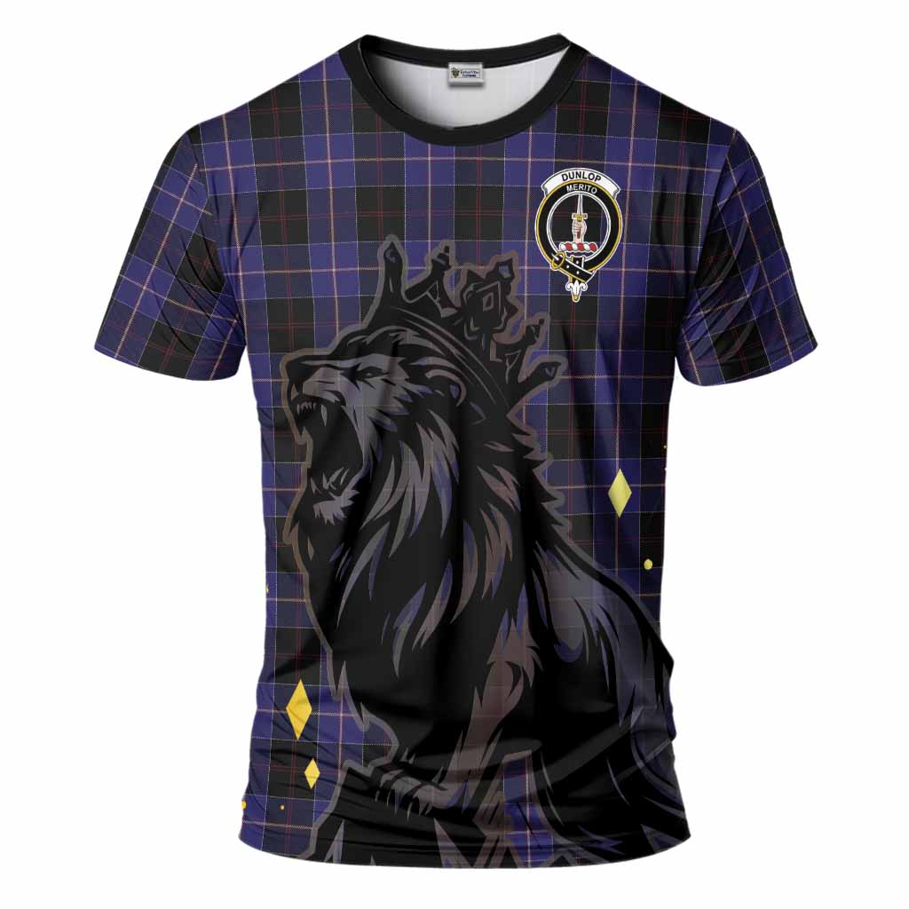 Dunlop Tartan Family Crest T-Shirt Crowned Lion Roaring