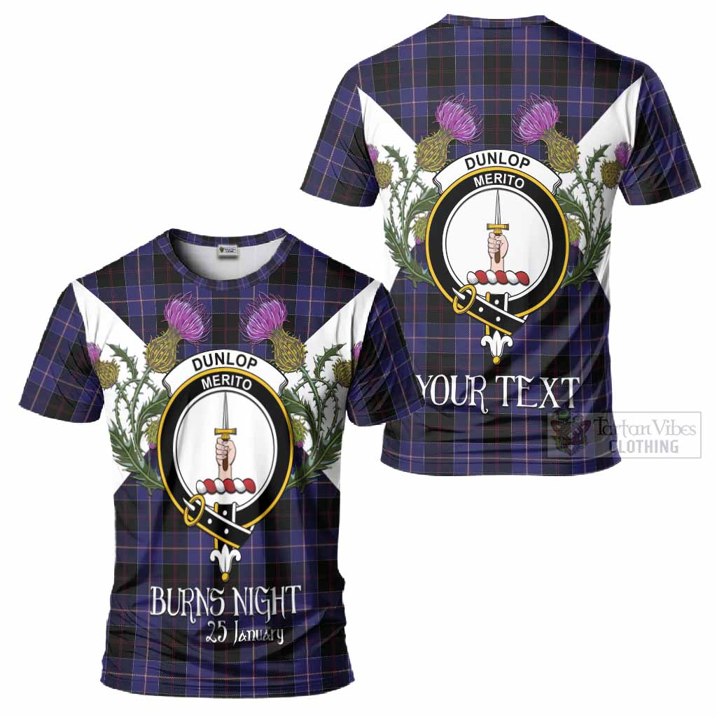 Dunlop Tartan Family Crest T-Shirt Scottish Burns Night Thistle Floral