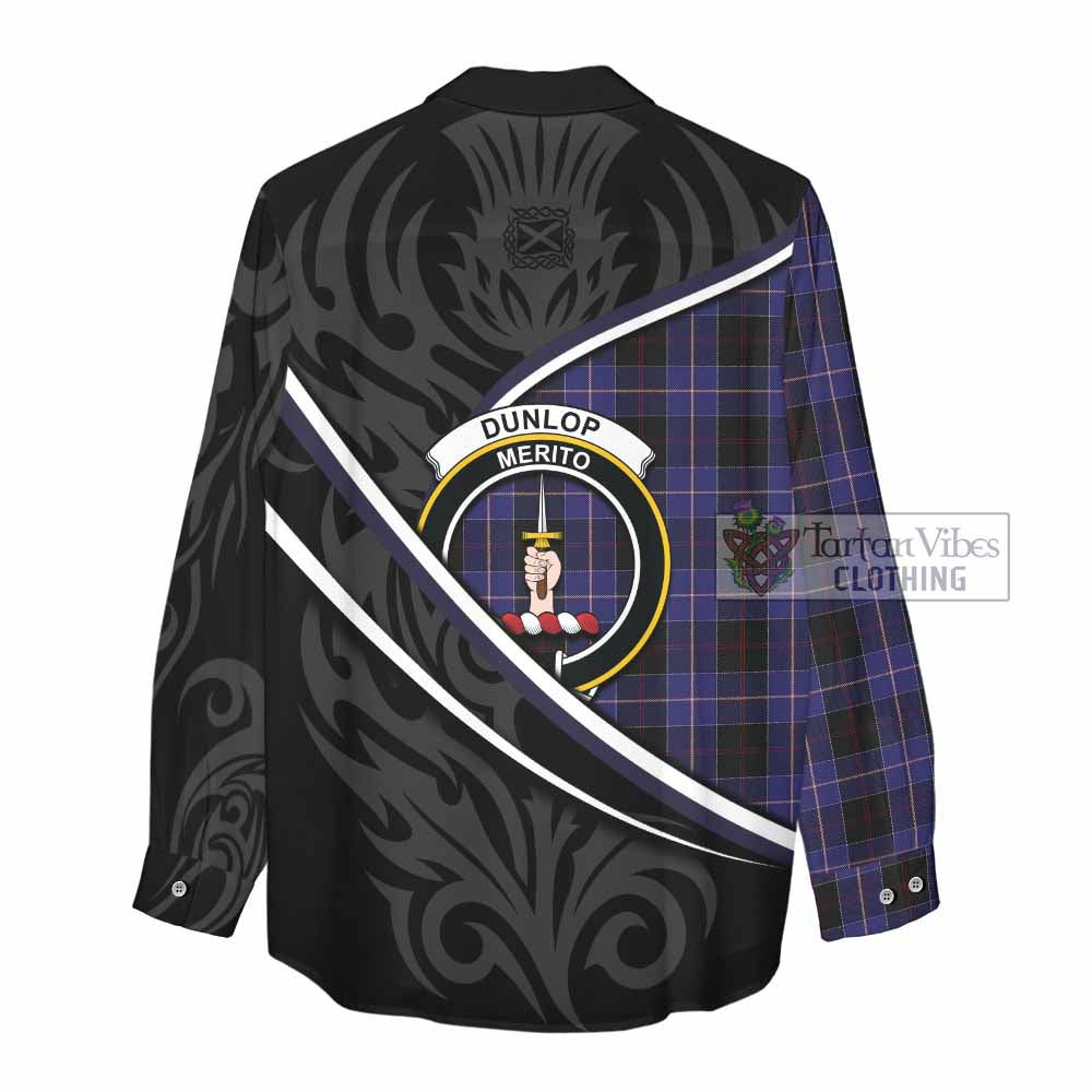Dunlop Tartan Family Crest Women Casual Shirt Celtic Scottish Thistle Floral - Tartan Vibes Clothing