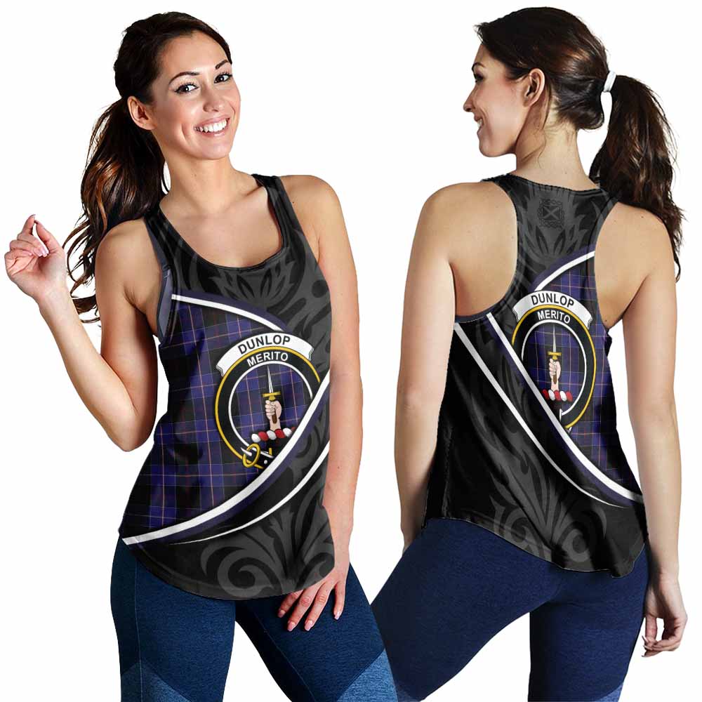 Dunlop Tartan Family Crest Women Racerback Tanks Celtic Scottish Thistle Floral - Tartan Vibes Clothing