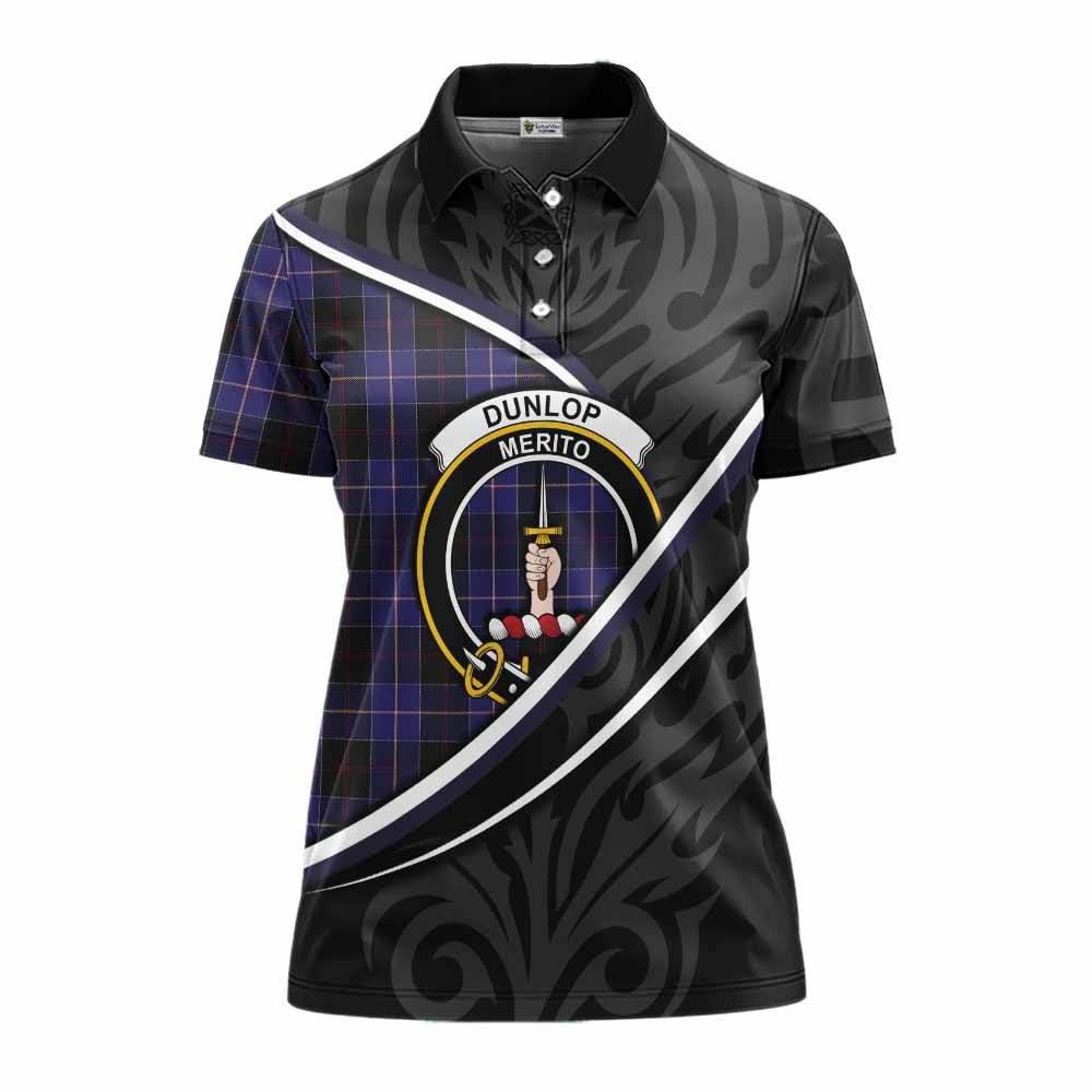 Dunlop Tartan Family Crest Women's Polo Shirt Celtic Scottish Thistle Floral - Tartan Vibes Clothing