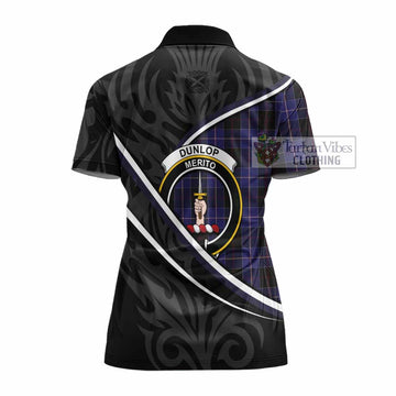Dunlop Tartan Family Crest Women's Polo Shirt Celtic Scottish Thistle Floral