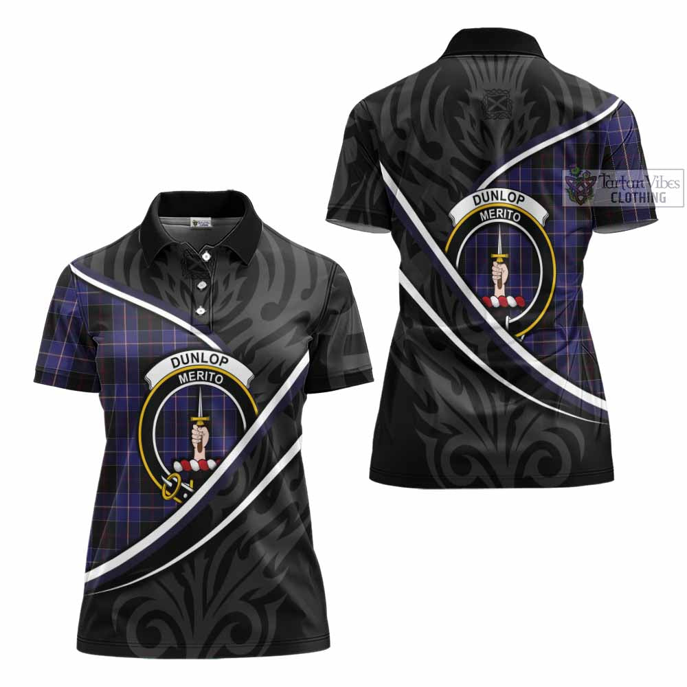 Dunlop Tartan Family Crest Women's Polo Shirt Celtic Scottish Thistle Floral - Tartan Vibes Clothing