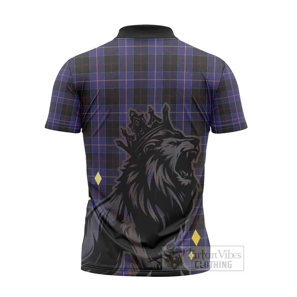 Dunlop Tartan Family Crest Zipper Polo Shirt Crowned Lion Roaring