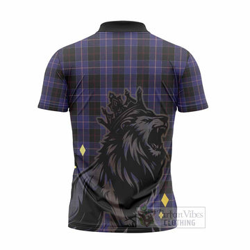 Dunlop Tartan Family Crest Zipper Polo Shirt Crowned Lion Roaring