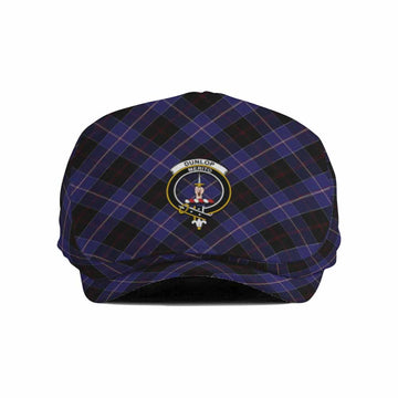 Dunlop Tartan Flat Cap, Jeff Cap Cross Style with Family Crest