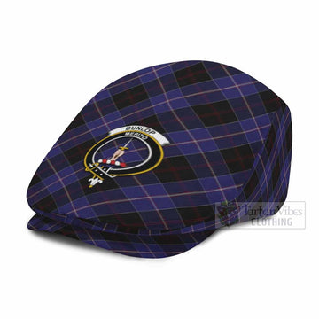 Dunlop Tartan Flat Cap, Jeff Cap Cross Style with Family Crest