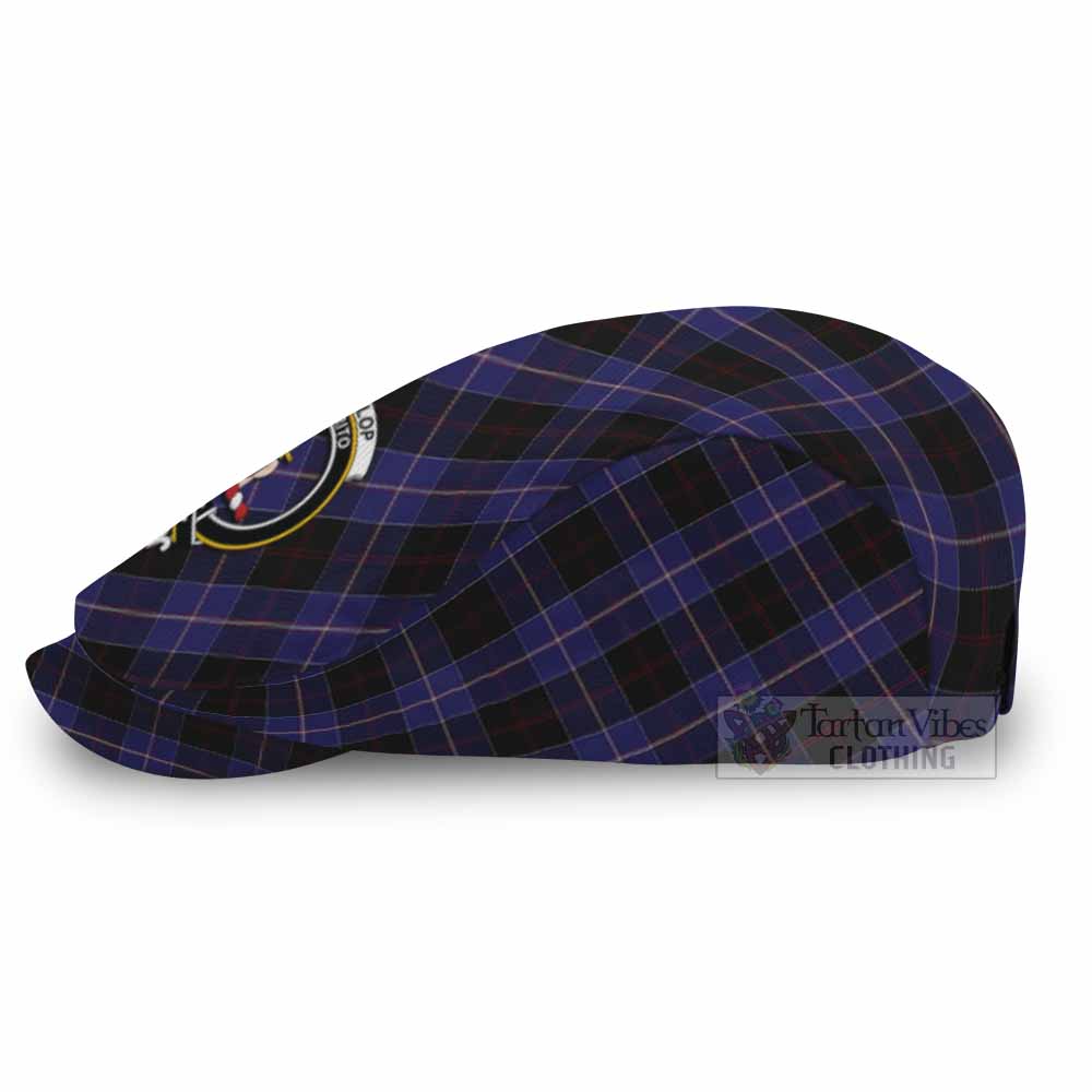 Dunlop Tartan Flat Cap, Jeff Cap Cross Style with Family Crest - Tartan Vibes Clothing