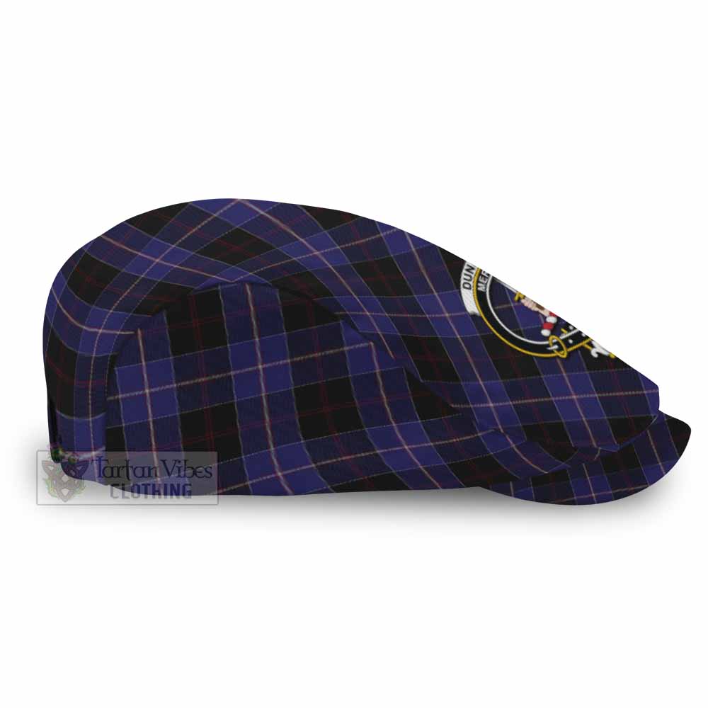 Dunlop Tartan Flat Cap, Jeff Cap Cross Style with Family Crest - Tartan Vibes Clothing
