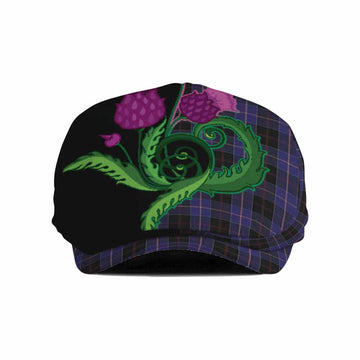 Dunlop Tartan Flat Cap, Jeff Cap Traditional Scottish Thistle