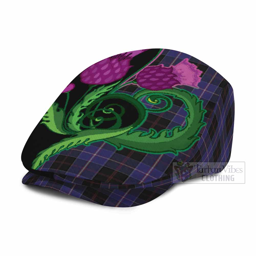 Dunlop Tartan Flat Cap, Jeff Cap Traditional Scottish Thistle