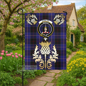 Dunlop Tartan Garden Flag with Golden Regal Scottish Thistle Emblem