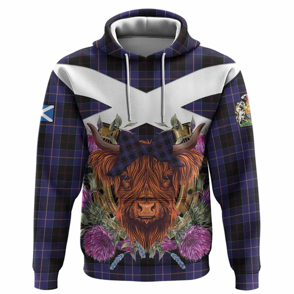 Dunlop Tartan Hoodie Scottish Thistle Heilan Coo