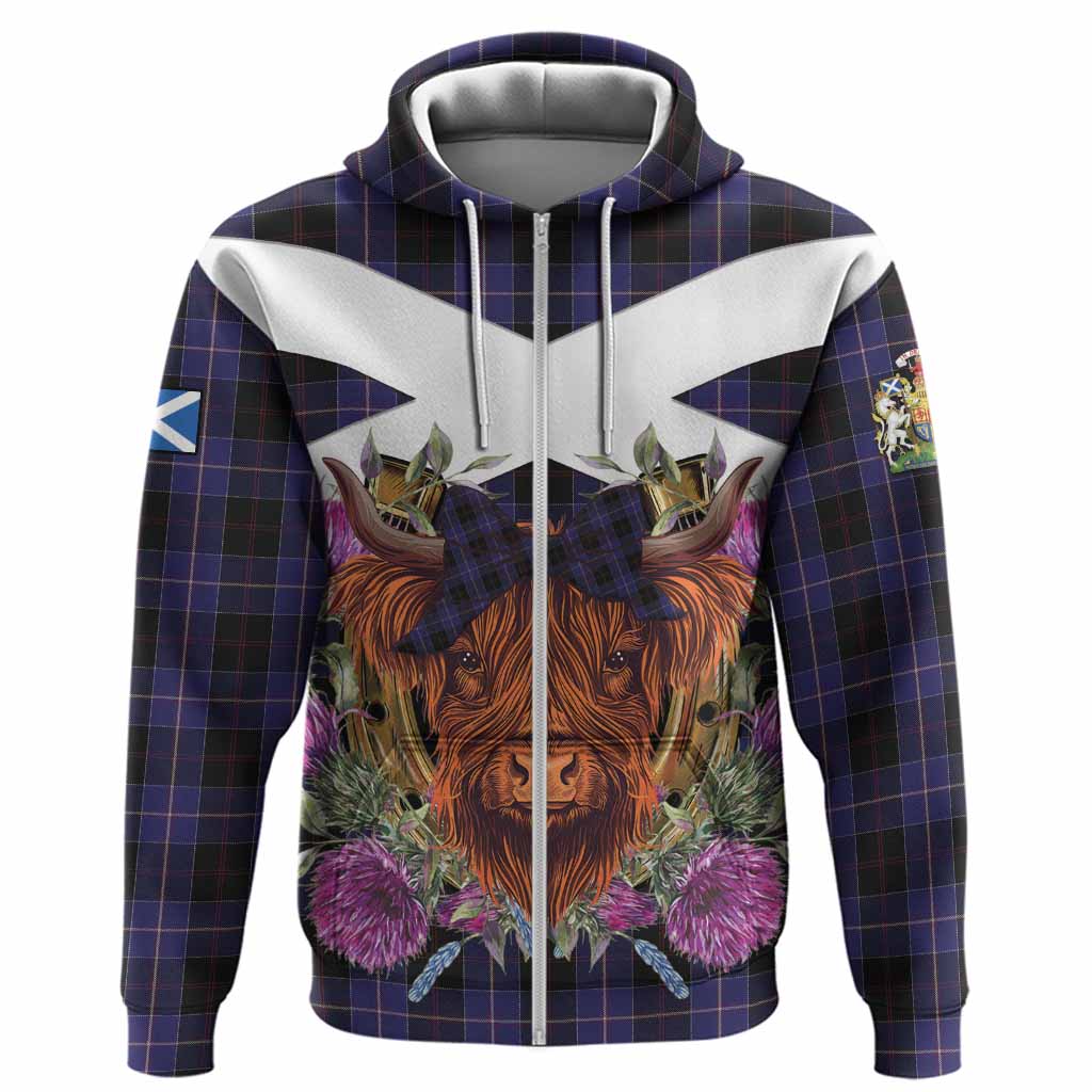 Dunlop Tartan Hoodie Scottish Thistle Heilan Coo