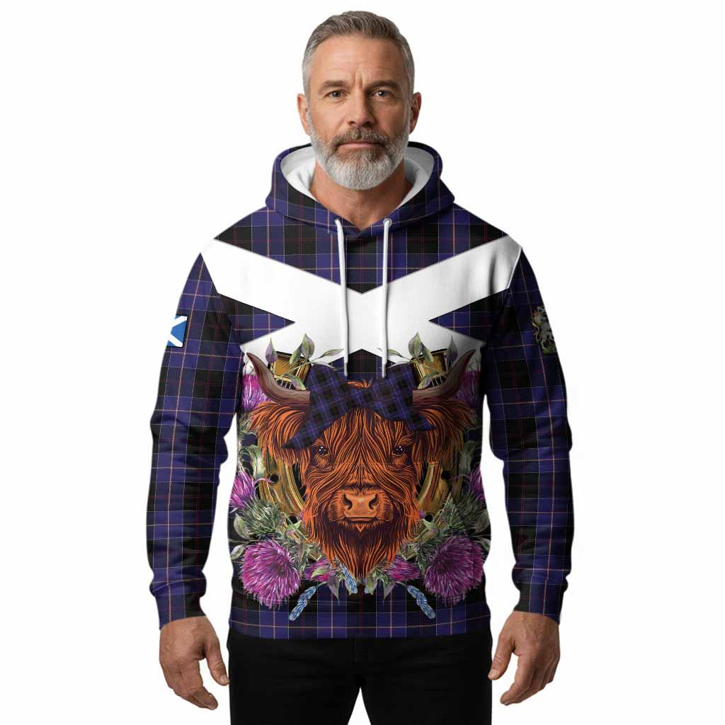 Dunlop Tartan Hoodie Scottish Thistle Heilan Coo