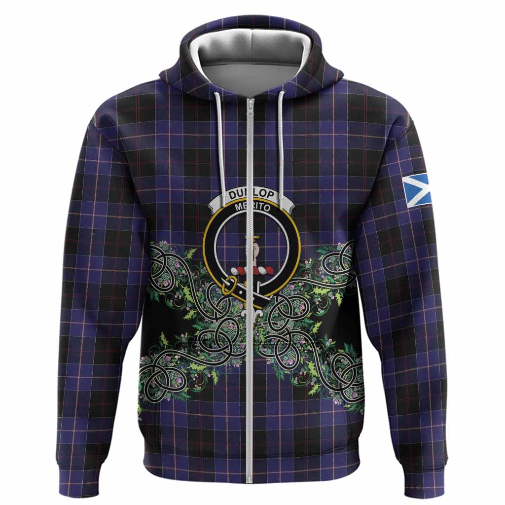 Dunlop Tartan Hoodie Thistle Scottish Spirit
