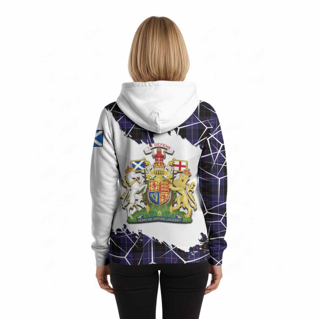 Dunlop Tartan Hoodie with Family Crest and Lion Rampant Grunge Style