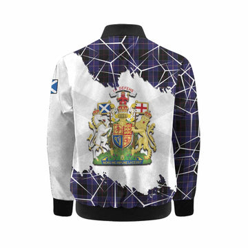 Dunlop Tartan Kid Bomber Jacket with Family Crest and Lion Rampant Grunge Style