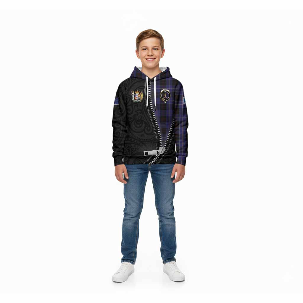 Dunlop Tartan Kid Hoodie New Zealand Pattern Unique Zipper Stylized