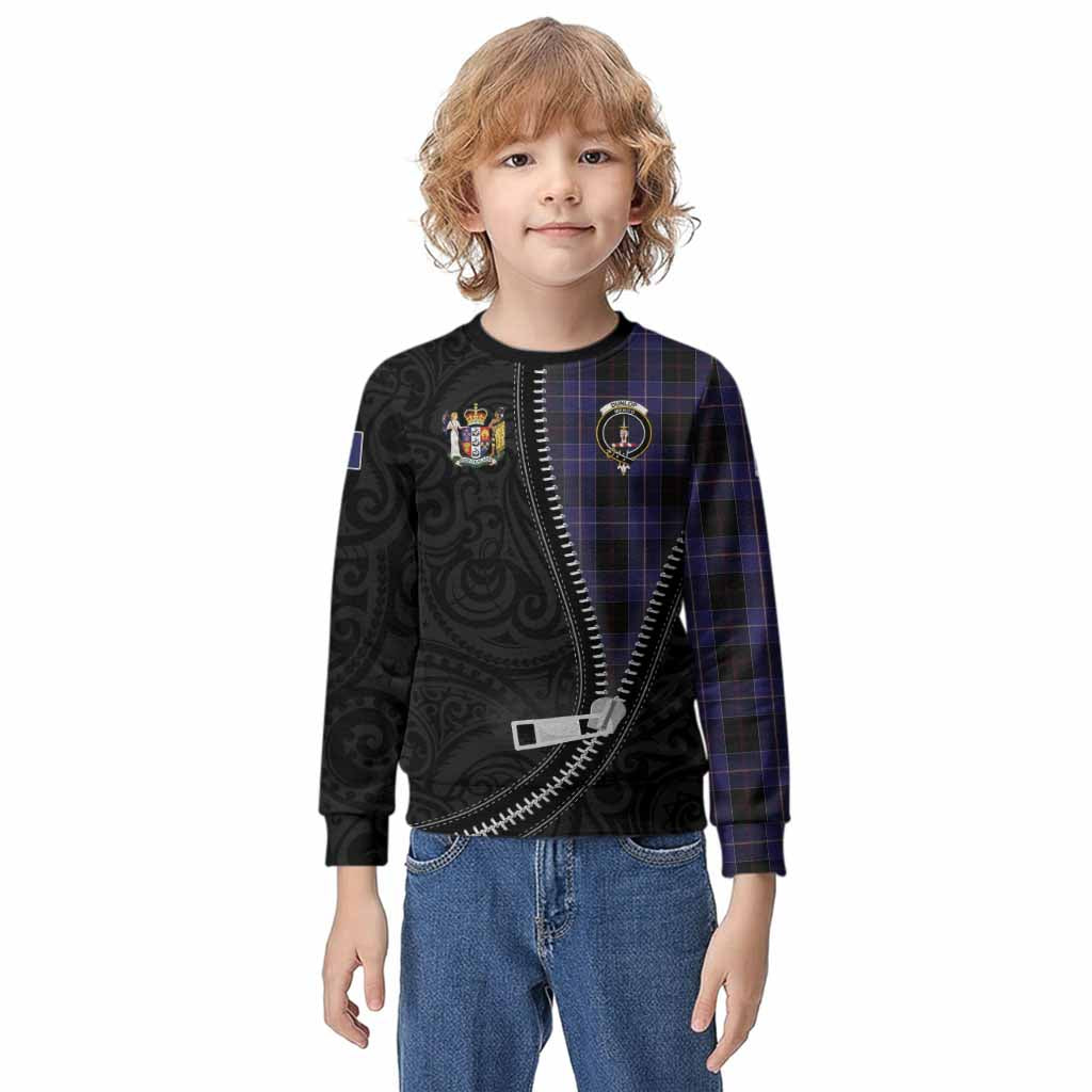 Dunlop Tartan Kid Knitted Sweatshirt New Zealand Pattern Unique Zipper Stylized